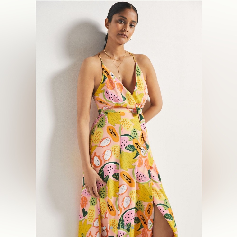 NWT Anthropologie ~ Hutch ~ Fruit Print Maxi Wrap High-low Dress